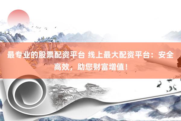 最专业的股票配资平台 线上最大配资平台：安全高效，助您财富增值！